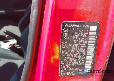 2015 Nissan Juke S из США, поврежденный, VIN JN8AF5MR3FT503011